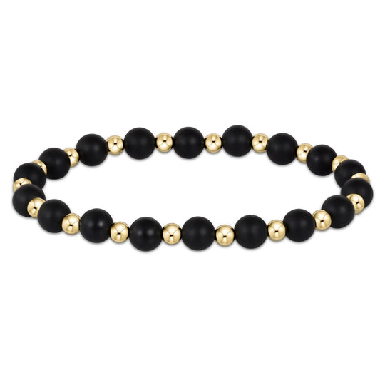 Grateful Pattern 6mm Bead Bracelet Matte Onyx