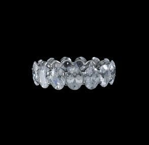Diamondique Oval Eternity Travel Wedding Band Ring | S7 Silver