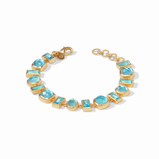 Antonia Gold Tennis Bracelet | Iridescent Bahamian Blue