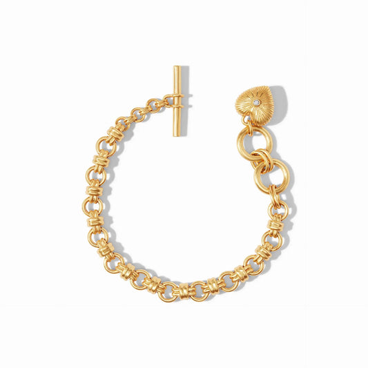 Vintage Inspired Esme Gold Heart Bracelet | Cubic Zirconia 7.5in+