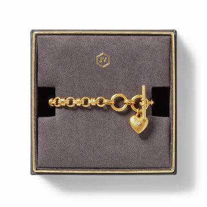 Vintage Inspired Esme Gold Heart Bracelet | Cubic Zirconia 7.5in+