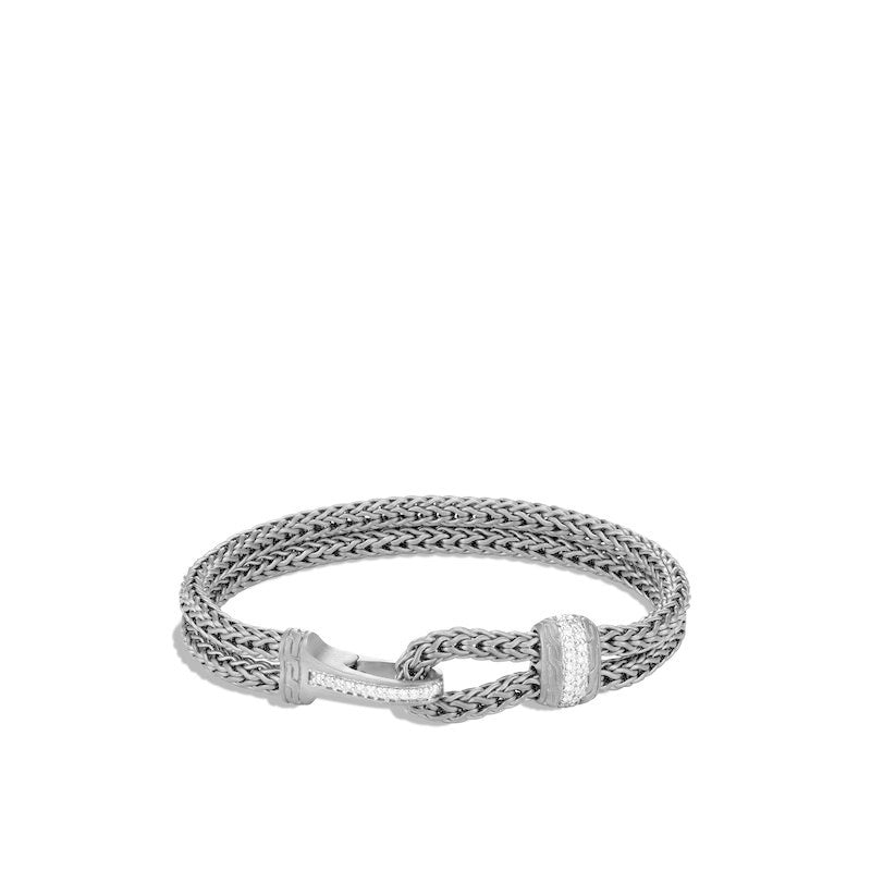 Classic Chain Blackened Hook Clasp Bracelet With Diamonds