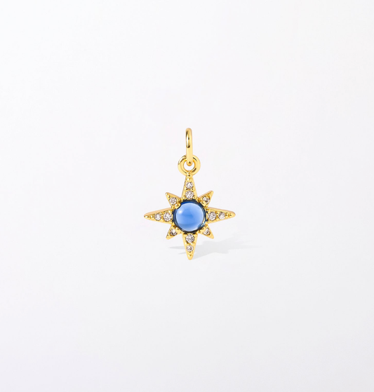North Star Blue Center + Crystal Charm Pendant