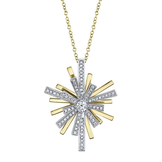 0.33Ct 14K2T YG Diamond Starburst Necklace