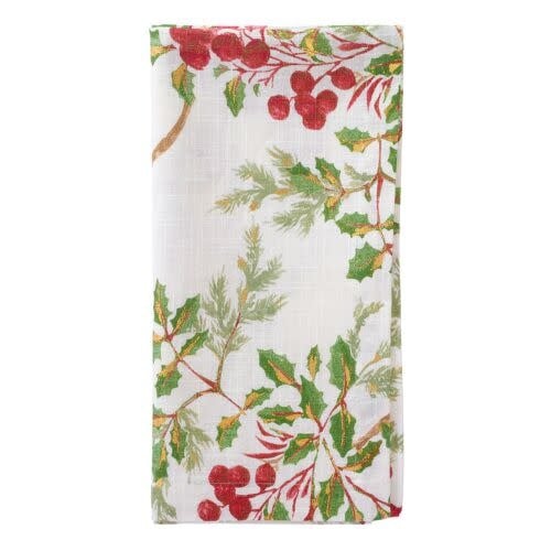 Bodrum Holly Berry Metallic Cotton Napkins Set of 4 | 21in