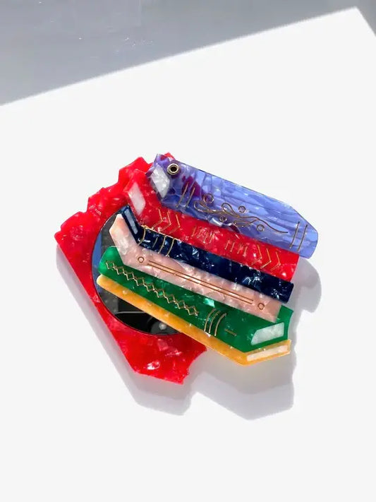 Hand Painted Compact Mirrror | Book Stack