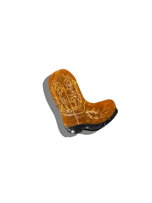 Hand Painted Claw Clip | Western Boot Brown