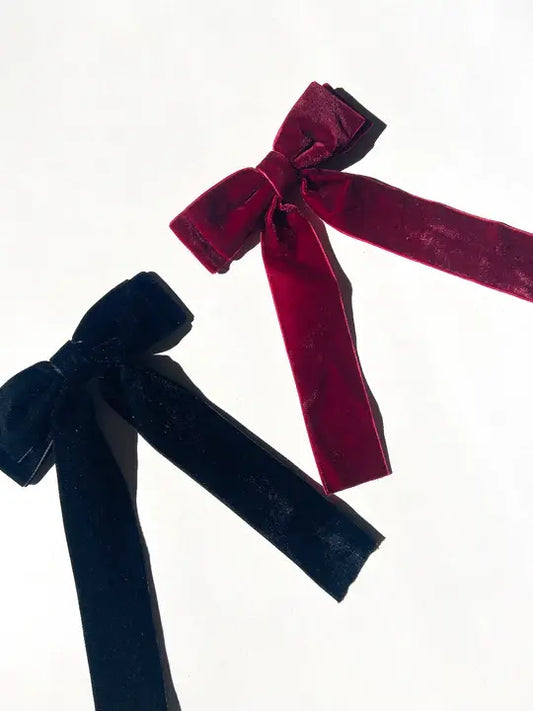Perfect Velvet Bow Barette| Black