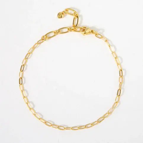 Dainty Paperclip Chain Charm Bracelet 18kgp | 6.5-8in