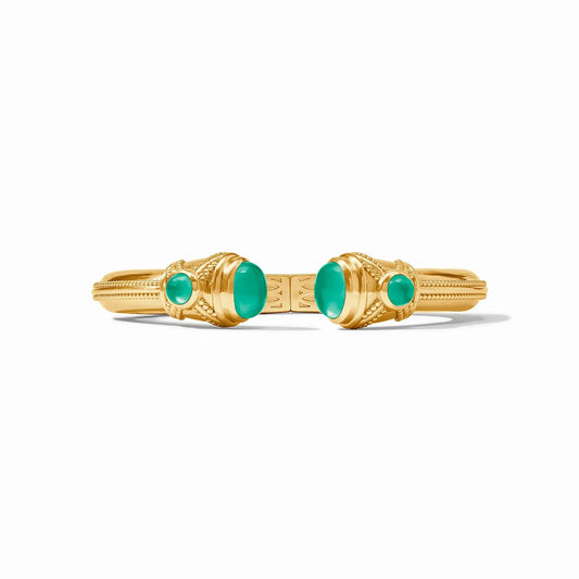 Cabochon Demi Cuff Bracelet | Iridescent Emerald Green