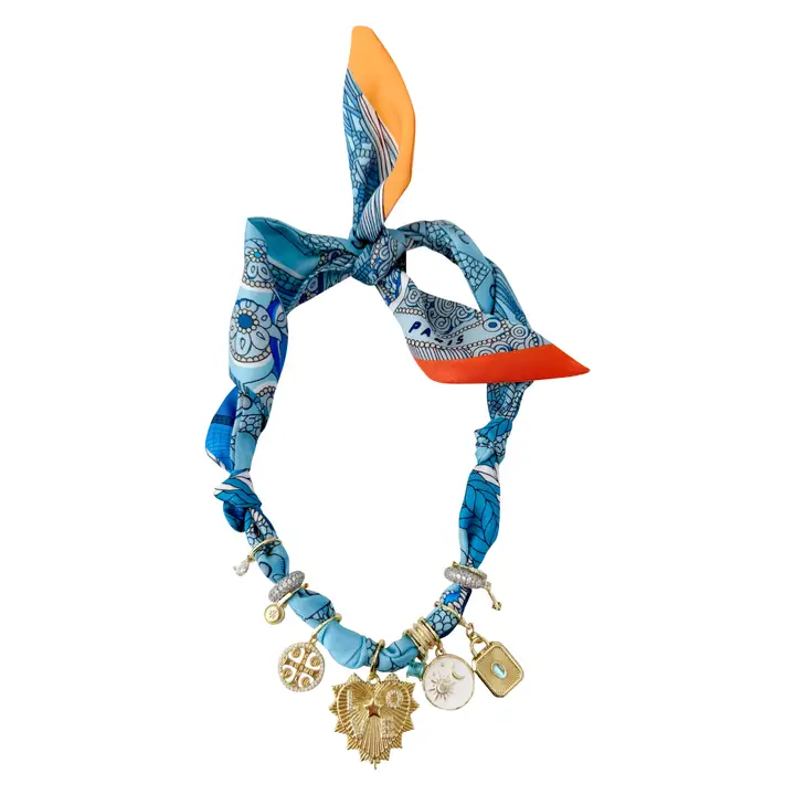 Shirley Multi Charm Scarf Necklace | 28in