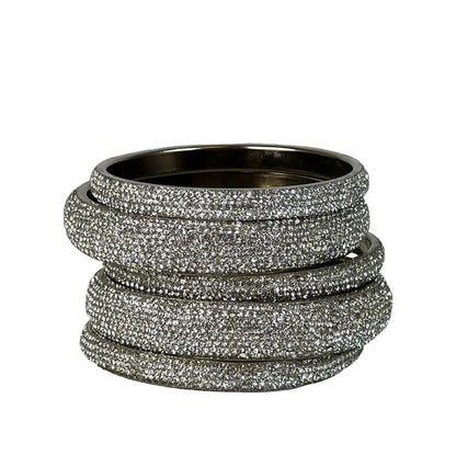 Sundar Bangles Bollywood Set of 3 | White Crystal