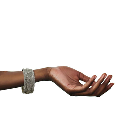 Sundar Bangles Bollywood Set of 3 | White Crystal