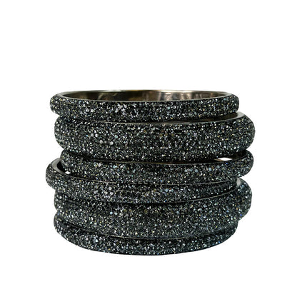 Sundar Bangles Bollywood Set of 3 | Black Crytal