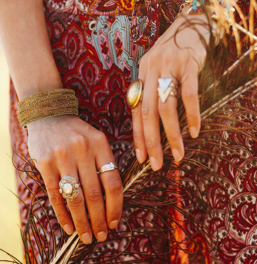 Sundar Bangles Bollywood Set of 3 | Gold Crystal