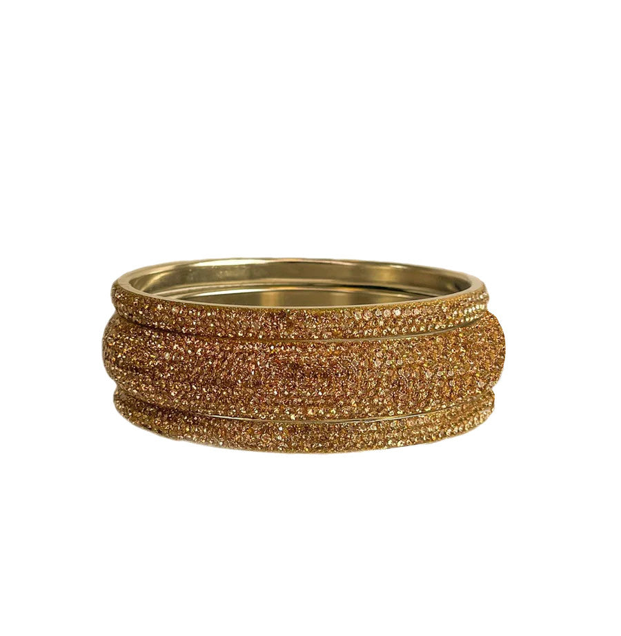 Sundar Bangles Bollywood Set of 3 | Gold Crystal