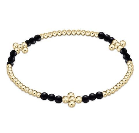 Signature Cross Gold Bliss Pattern 2.5mm Bead Bracelet | Matte Onyx
