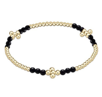 Signature Cross Gold Bliss Pattern 2.5mm Bead Bracelet | Matte Onyx