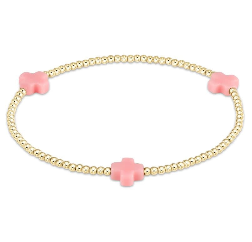 eNewton Signature Cross 2mm Bead Bracelet | Pink