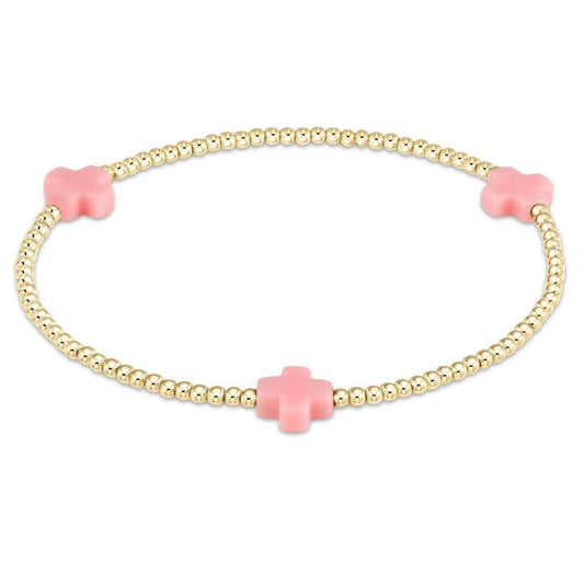 eNewton Signature Cross 2mm Bead Bracelet | Pink