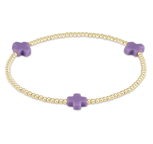 eNewton Signature Cross 2mm Bead Bracelet | Purple