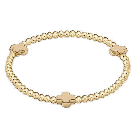 eNewton Signature Cross 3mm Bead Bracelet
