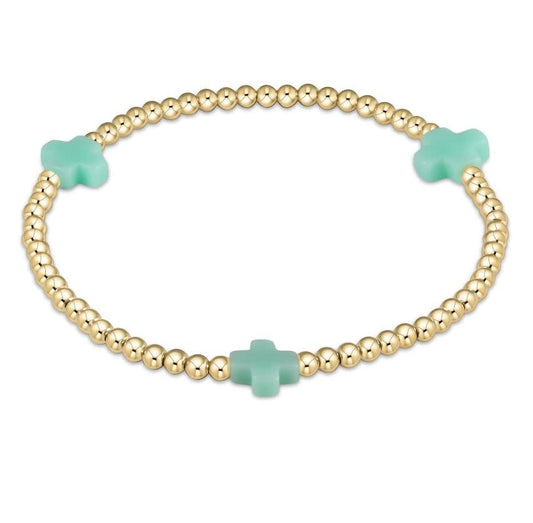 eNewton Signature Cross 3mm Bead Bracelet | Mint