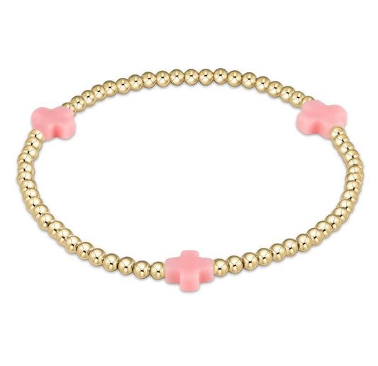 eNewton Signature Cross 3mm Bead Bracelet | Pink