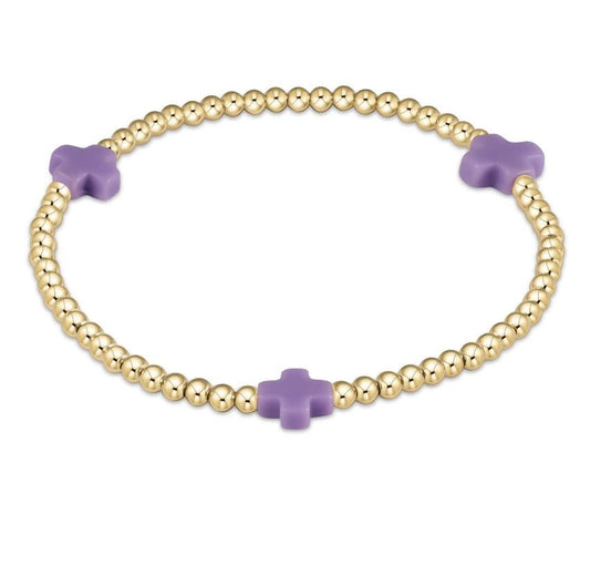 eNewton Signature Cross 3mm Bead Bracelet | Purple
