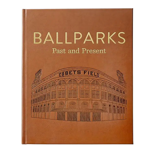 Ballparks Past And Present Hand Bound Book | Tan Bonded Leather