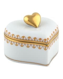 Herend Double Heart Box | 2.25in Butterscotch