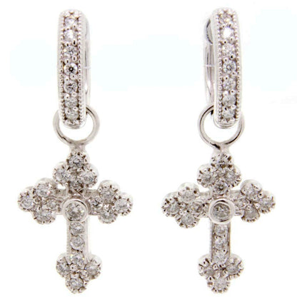 Guinevere Diamond Cross Earring Charms | 0.38c 18k White Gold