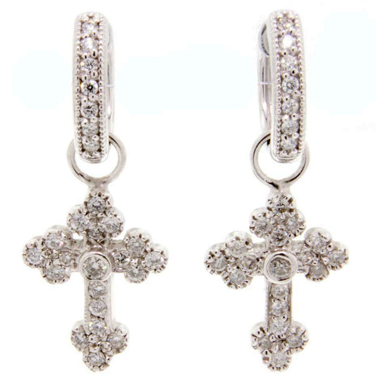 Guinevere Diamond Cross Earring Charms | 0.38c 18k White Gold