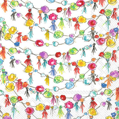 Fiesta Pom Poms Cocktail Napkin | 10x10