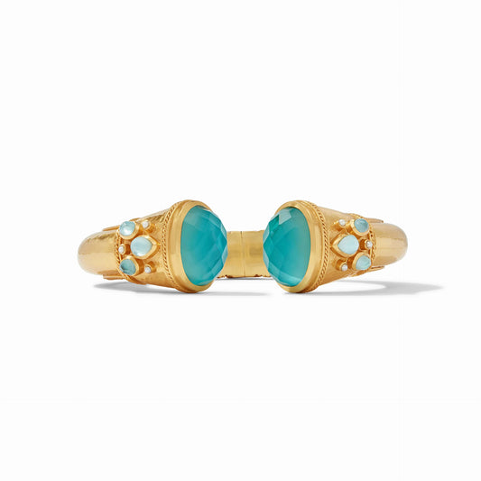 Cannes Gold Cuff Bracelet | Iridescent Bahamian Blue + Pearl