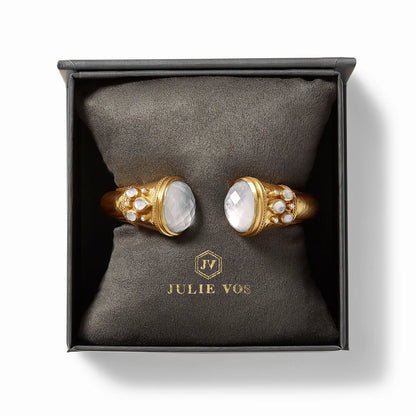 Cannes Gold Cuff Bracelet | Iridescent Bahamian Blue + Pearl