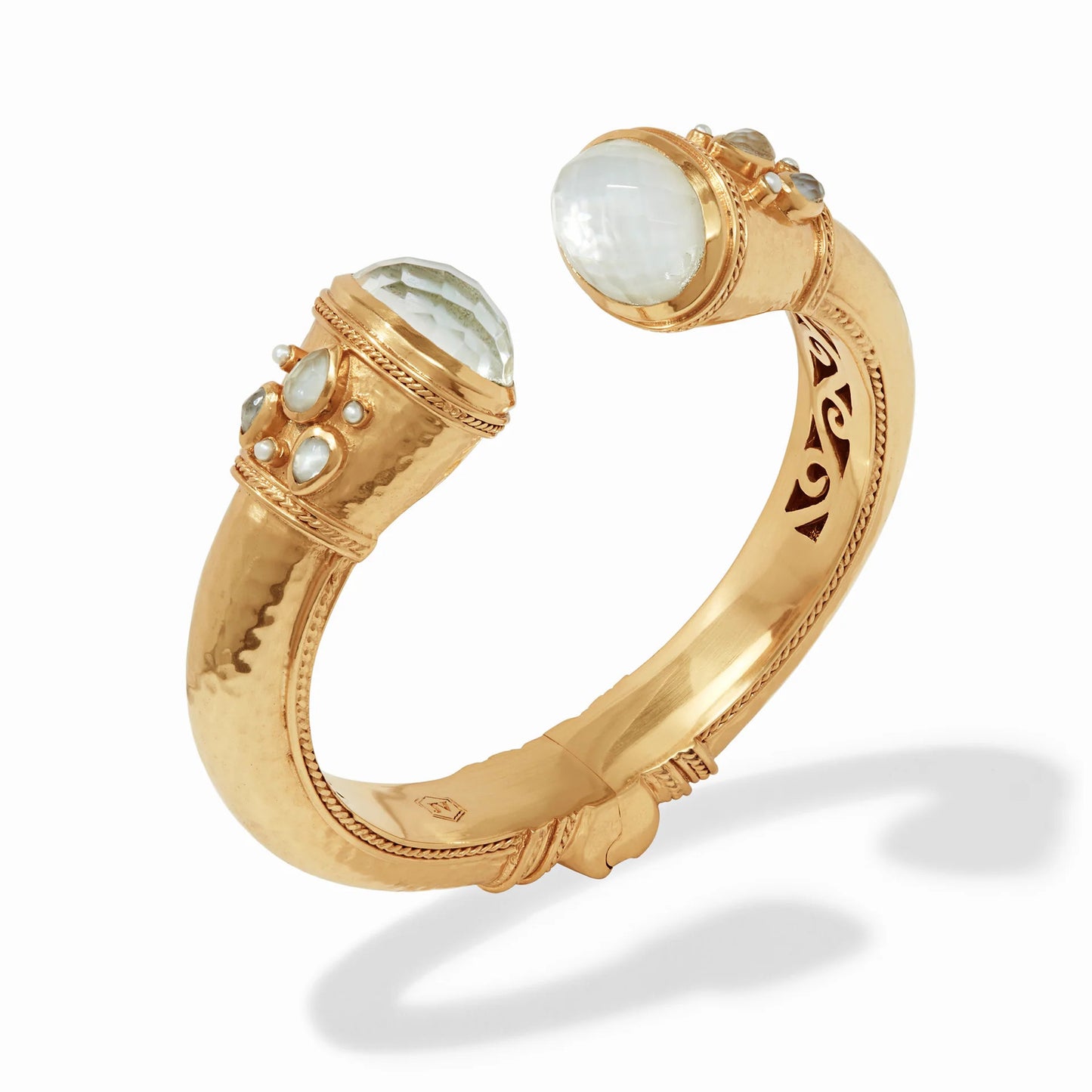 Cannes Gold Cuff Bracelet | Iridescent Bahamian Blue + Pearl