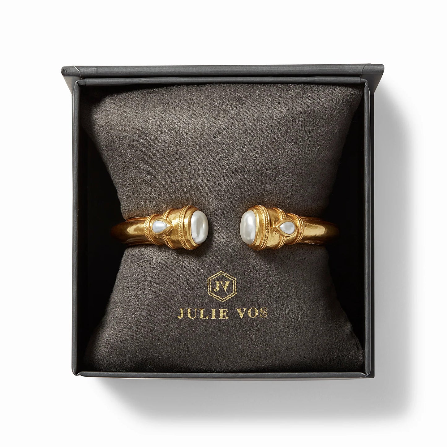 Cannes Demi Hinge Gold Cuff Bracelet | Iridescent Peony Pink