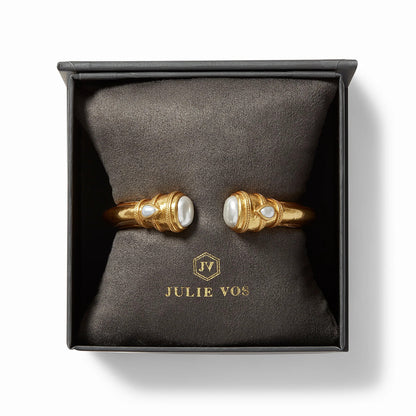 Cannes Demi Hinge Gold Cuff Bracelet | Iridescent Peony Pink