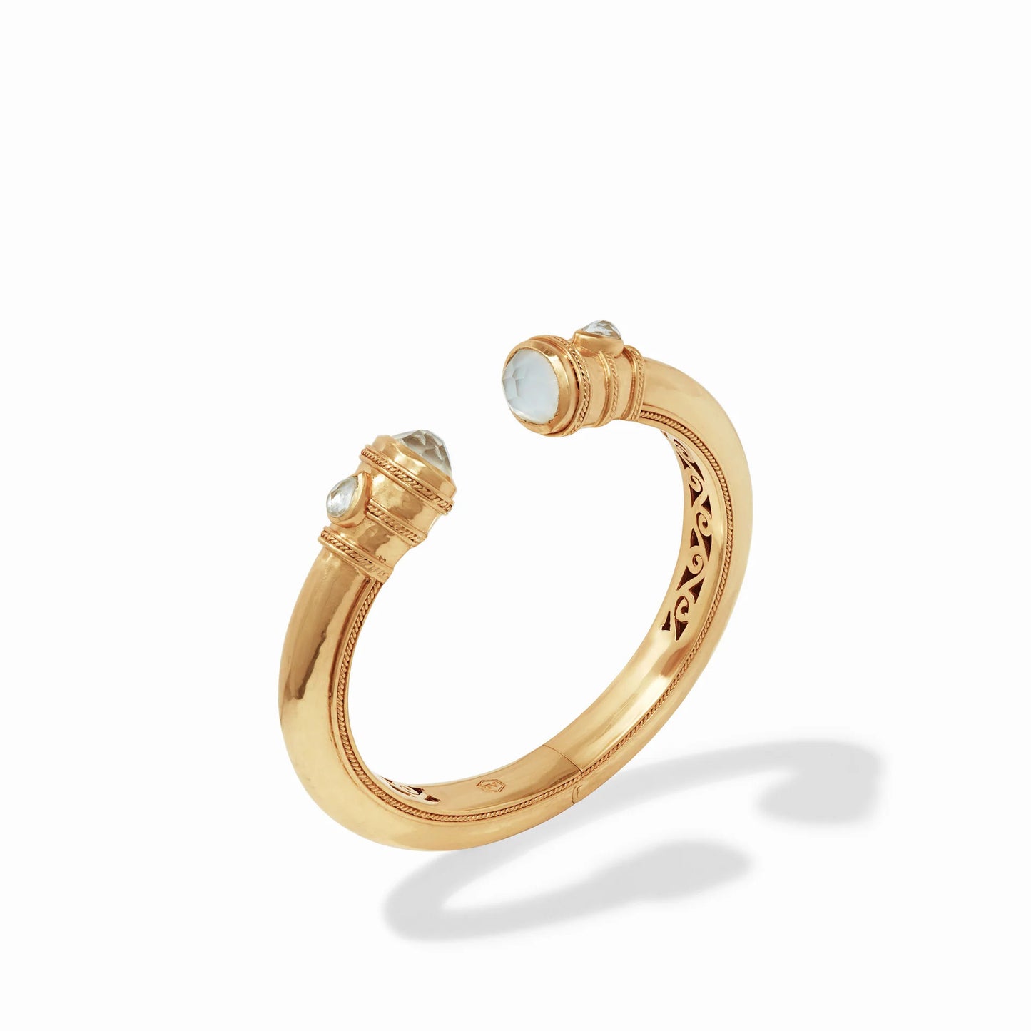 Cannes Demi Hinge Gold Cuff Bracelet | Iridescent Peony Pink