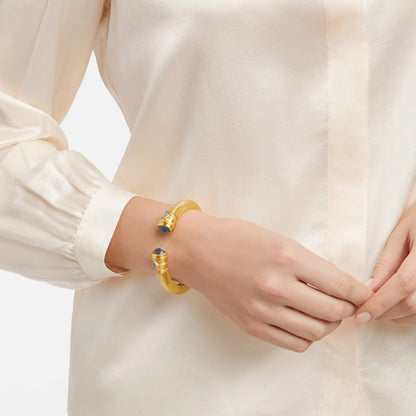 Cannes Demi Hinge Gold Cuff Bracelet | Iridescent Peony Pink