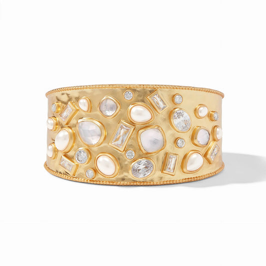 Antonia Mosaic Gold Cuff Bracelet | Iridescent Clear Crystal