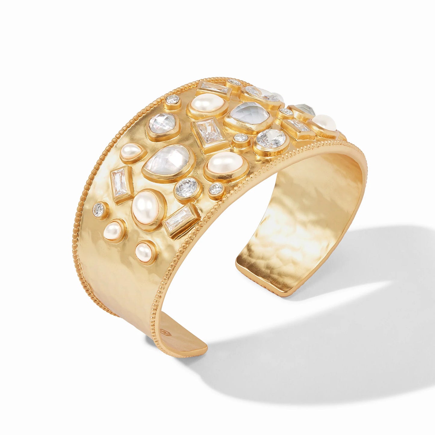 Antonia Mosaic Gold Cuff Bracelet | Iridescent Clear Crystal