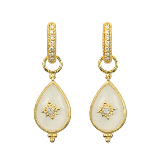 Yellow Gold Teardrop White Earring Charms