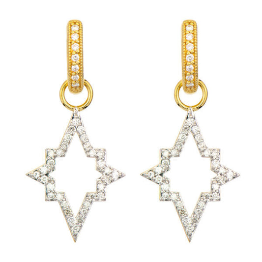 Moroccan Open Frame Night Star with Pave Diamond Earring Charms