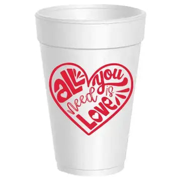 All You Need is Love Styrofoam Cups Set | 10p Red