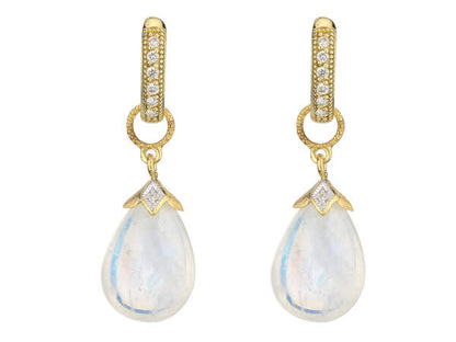 Moonstone Teardrop Briolette Earring Charms | 18k Yellow Gold