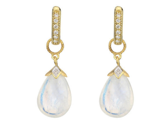 Moonstone Teardrop Briolette Earring Charms | 18k Yellow Gold