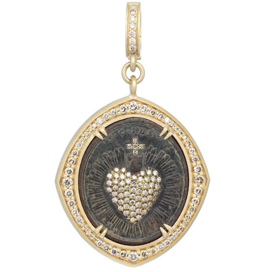 Antique Spanish Sacred Heart Medal Pendant