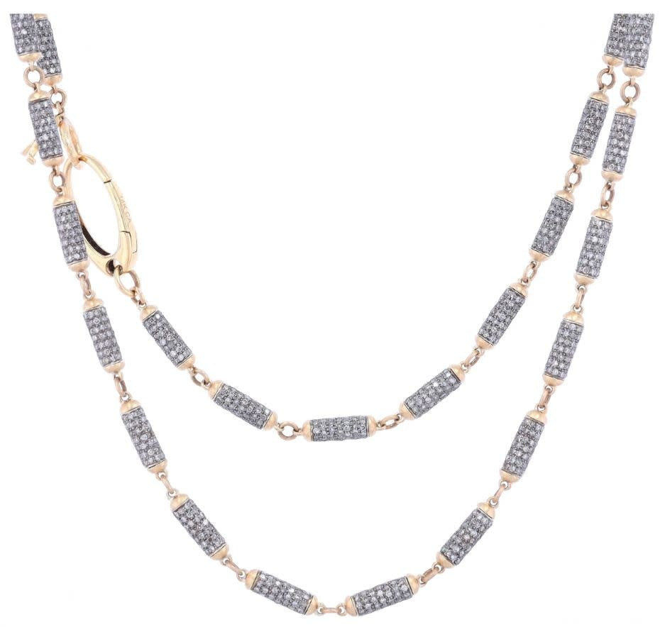 Black Rhodium + 14k YG SS Pave Diamond Barrel Chain | 19.50in